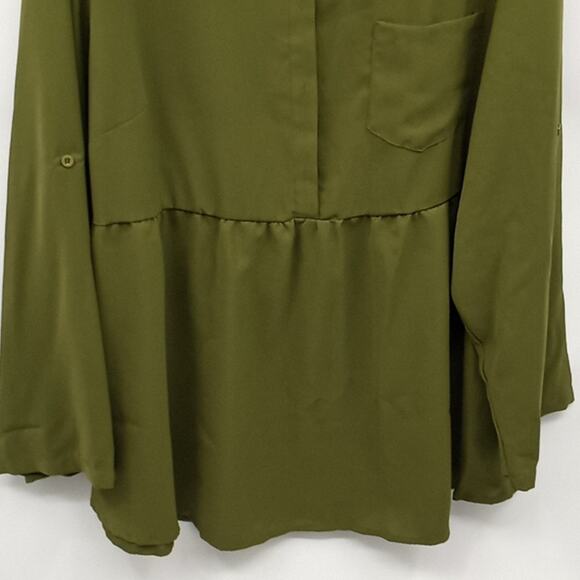 Yoins Women's Olive Green Hi Low Adjustable Sleeves Top Size  3 XL - Picture 3 of 11